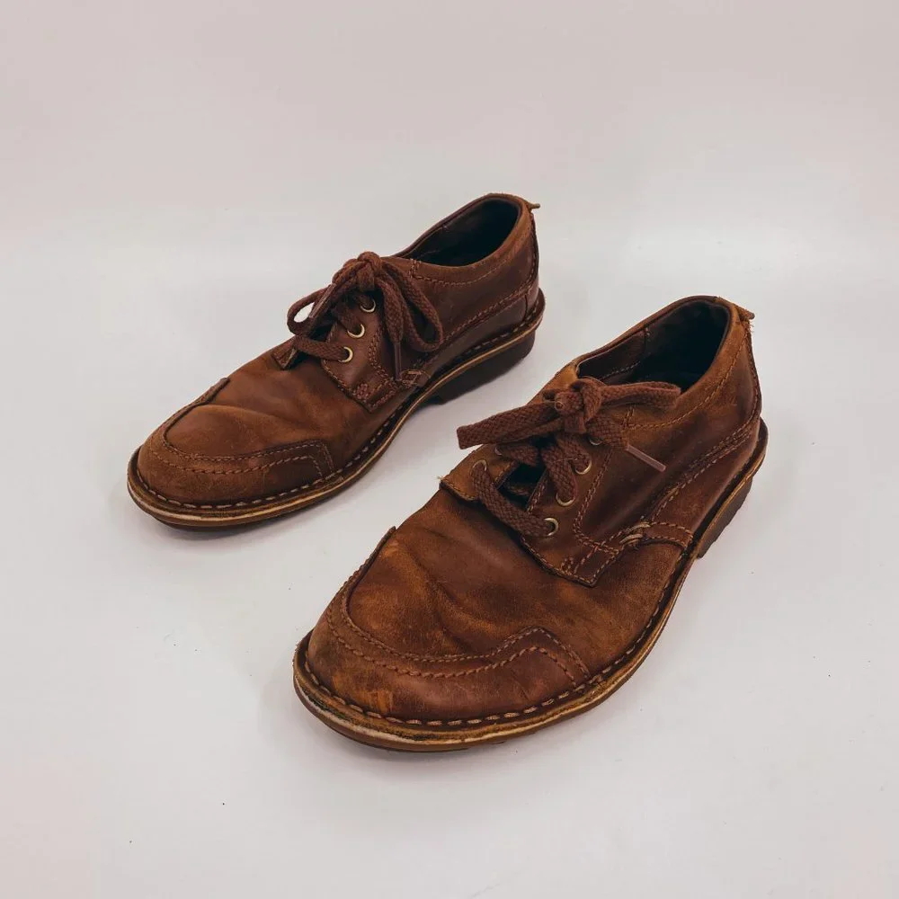 Clarks Genuine Leather Lace Up Loafer Shoes 7 - Picture 7 of 7